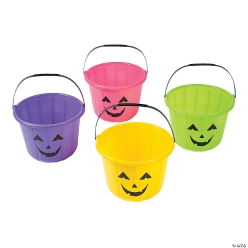 Neon Pumpkin Trick or Treat Pails - 12 Pk